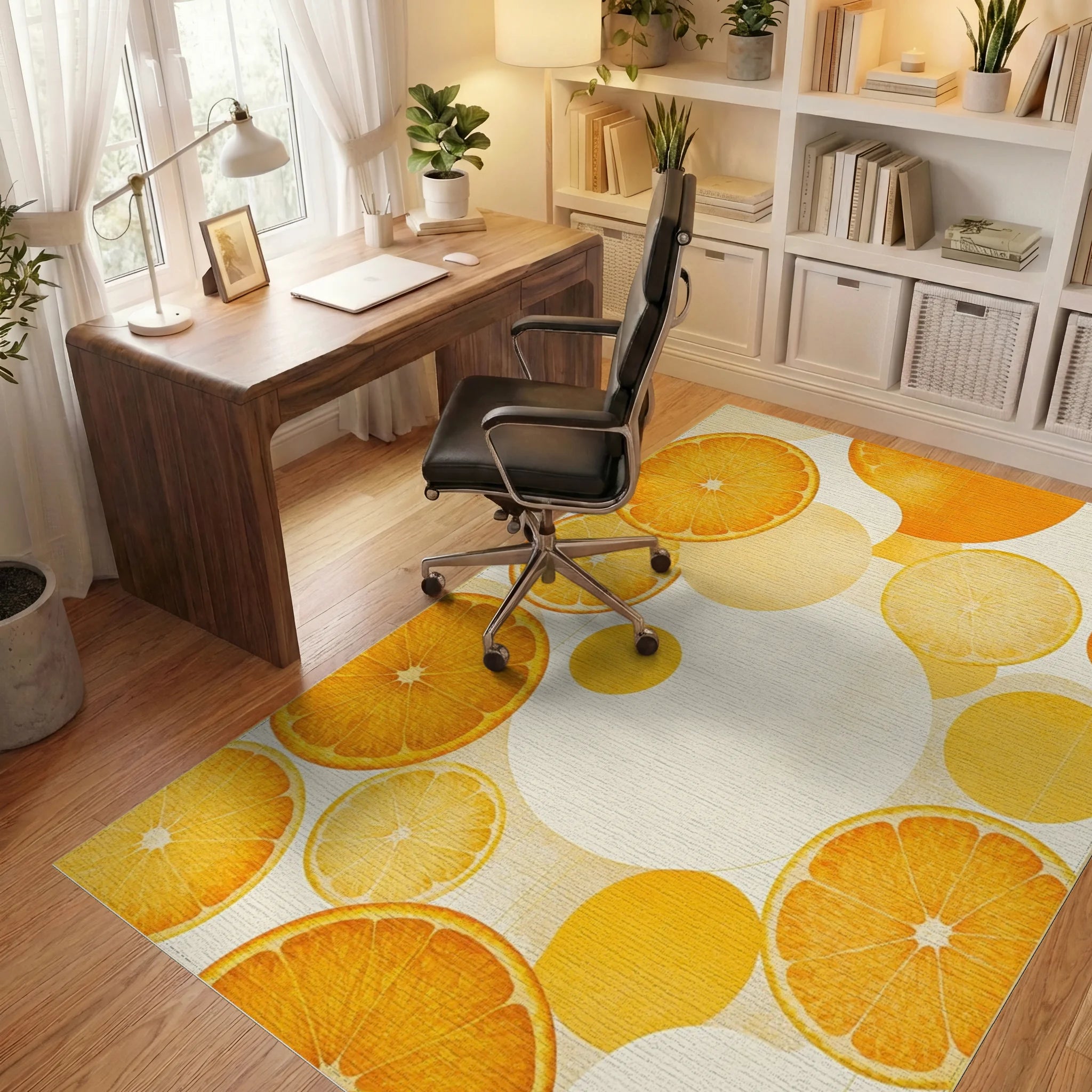 Citrus Slices Bright Abstracts Rug Office View