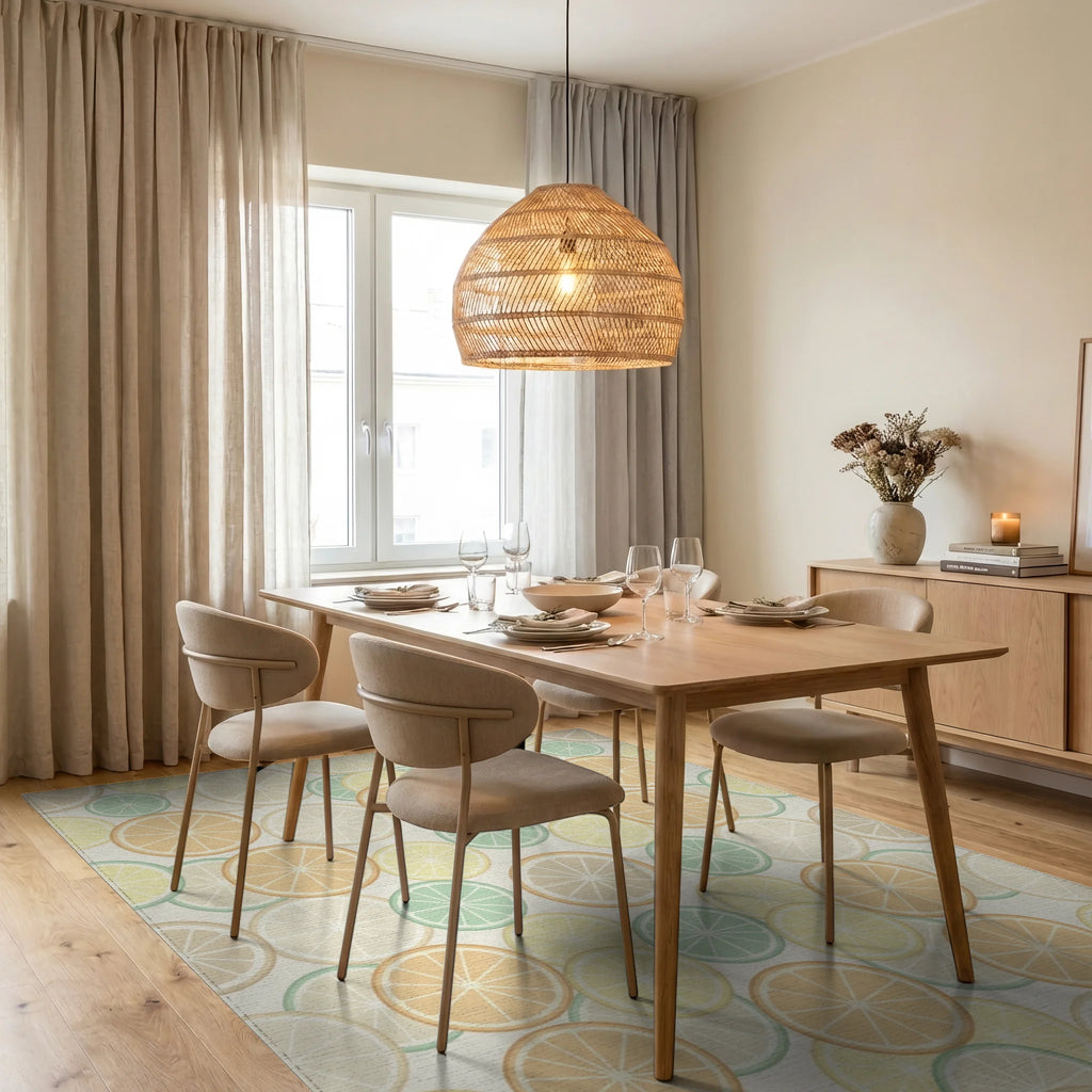 Citrus Slices In Pastel Hues Rug Dining Room View