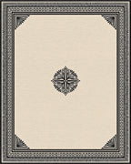 Classic Black Ivory Geometric Border Rug - Cutout View