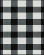 Classic Black White Checkered Grid Rug - Cutout View