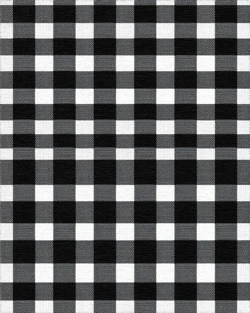 Classic Black White Gingham Squares Rug - Cutout View