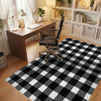 Classic Black White Gingham Squares Rug - Office View