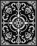 Classic Black White Scrollwork Floral Rug - Cutout View