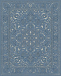 Classic Blue Floral Medallion Frame Rug - Cutout View