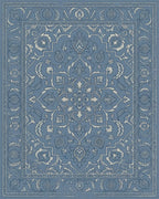 Classic Blue Floral Medallion Frame Rug - Cutout View