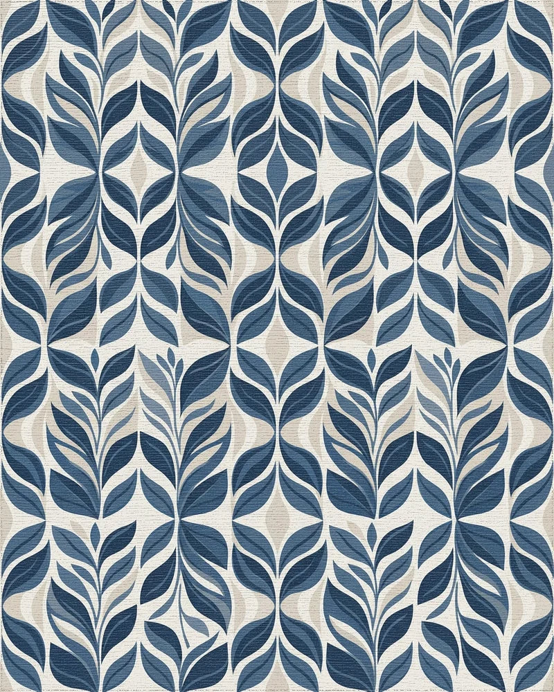 Classic Blue Leaf Archway Rug - Cutout View
