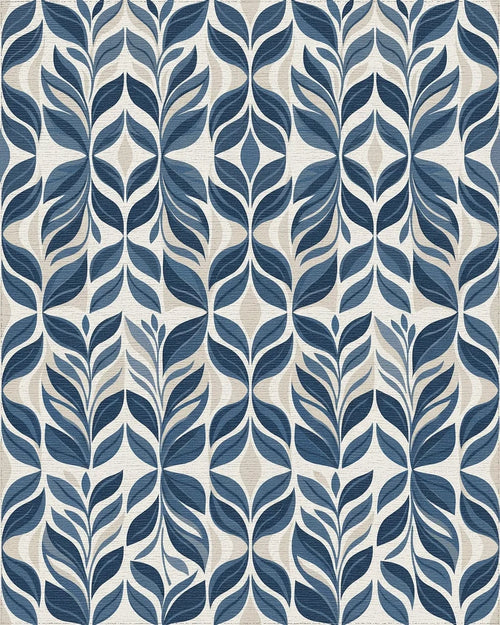 Classic Blue Leaf Archway Rug - Cutout View
