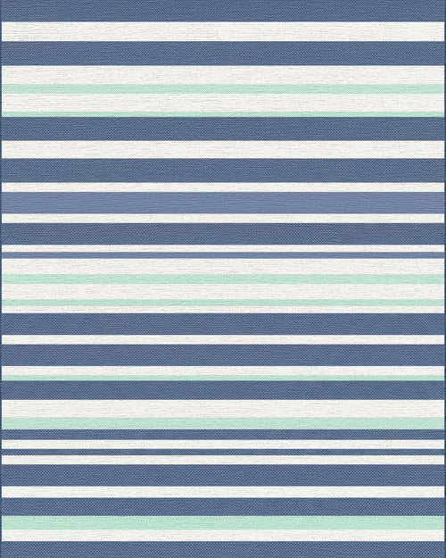 Classic Blue White Green Striped Rug - Cutout View