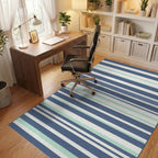Classic Blue White Green Striped Rug Office View
