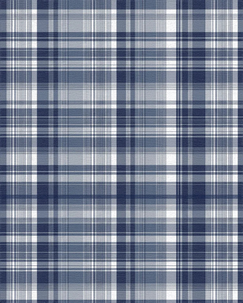 Classic Blue White Plaid Blanket Rug - Cutout View