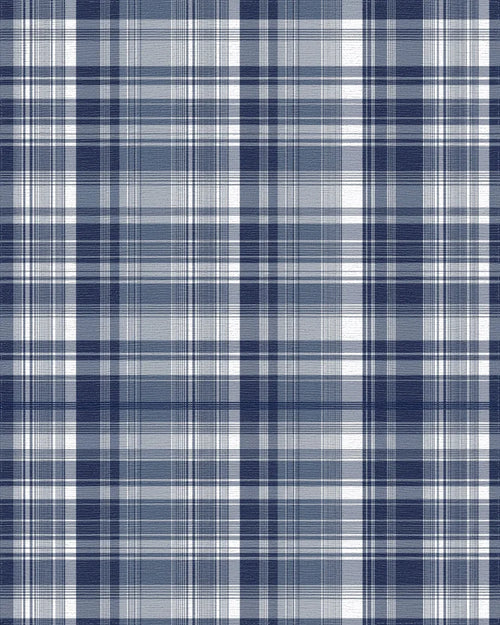 Classic Blue White Plaid Blanket Rug - Cutout View