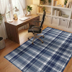 Classic Blue White Plaid Blanket Rug - Office View