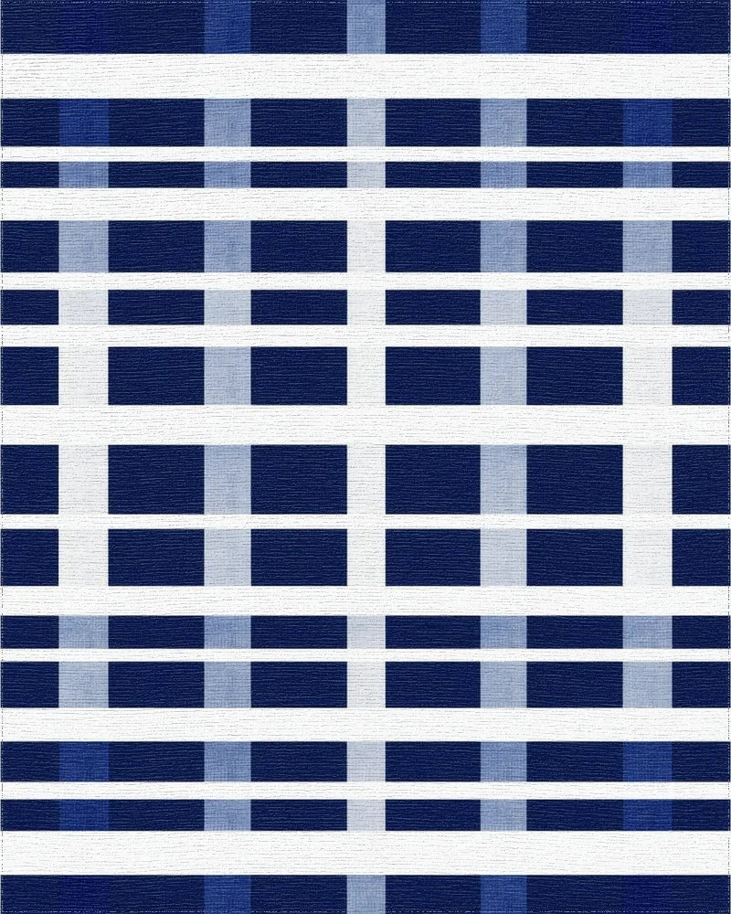 Classic Blue White Plaid Buffalo Check Rug - Cutout View