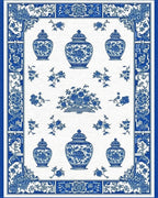 Classic Blue White Vase Floral Rug - Cutout View