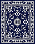 Classic Dark Blue White Floral Pattern Rug - Cutout View