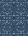 Classic Deep Blue Floral Vine Rug - Cutout View