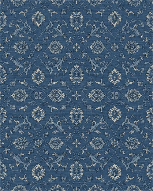 Classic Deep Blue Floral Vine Rug - Cutout View
