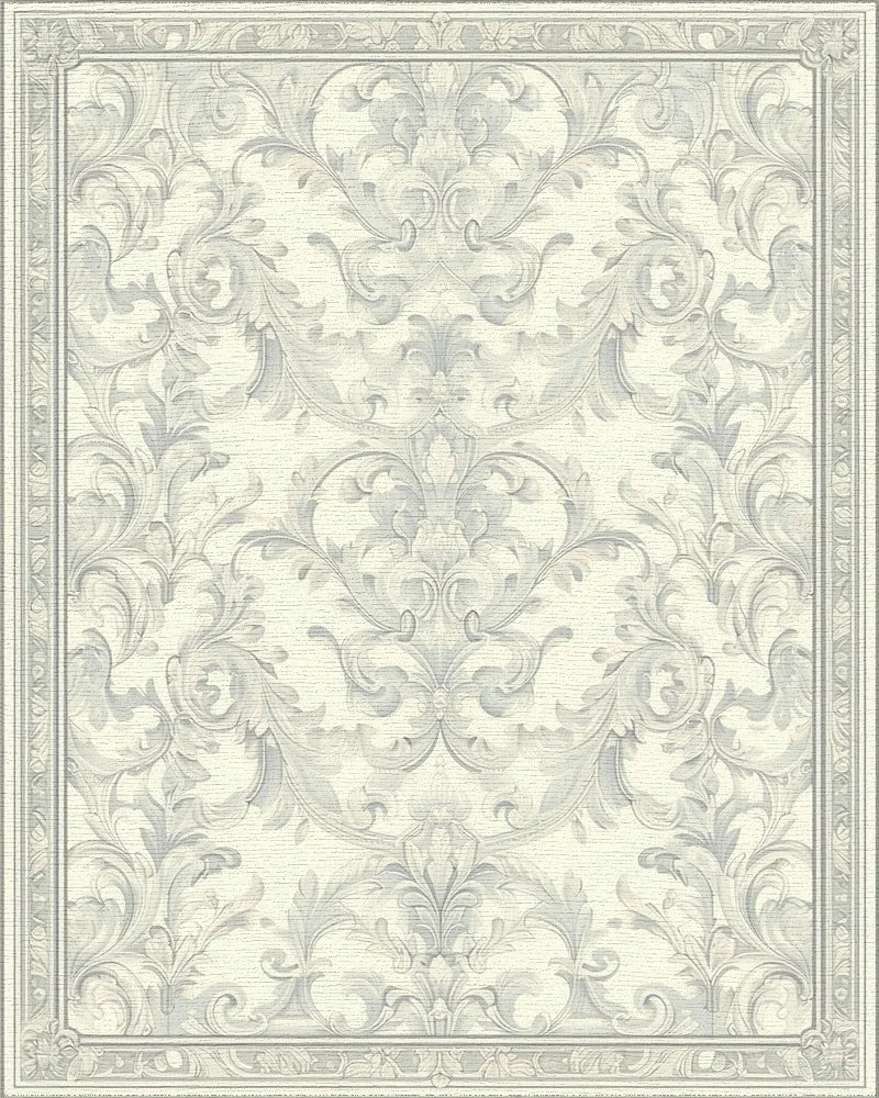 Classic Filigree Damask Pattern Rug - Cutout View