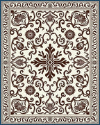 Classic Floral Brown Cream Medallion Rug - Cutout View