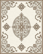 Classic Floral Emblem Border Design Rug - Cutout View