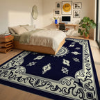 Classic Floral Mandala Border Design Rug Bedroom View