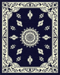Classic Floral Mandala Border Design Rug - Cutout View