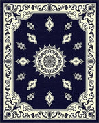 Classic Floral Mandala Border Design Rug - Cutout View