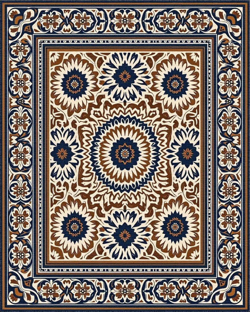 Classic Floral Medallion Bordered Rug - Cutout View