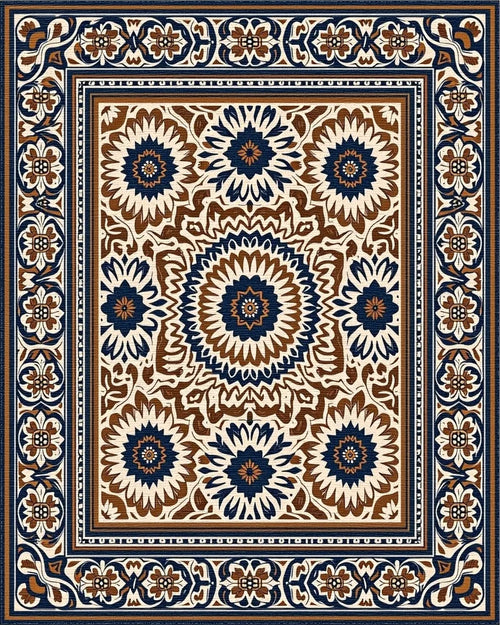 Classic Floral Medallion Bordered Rug - Cutout View