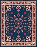 Classic Floral Medallion Red Blue Rug - Cutout View