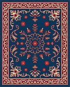 Classic Floral Medallion Red Blue Rug - Cutout View