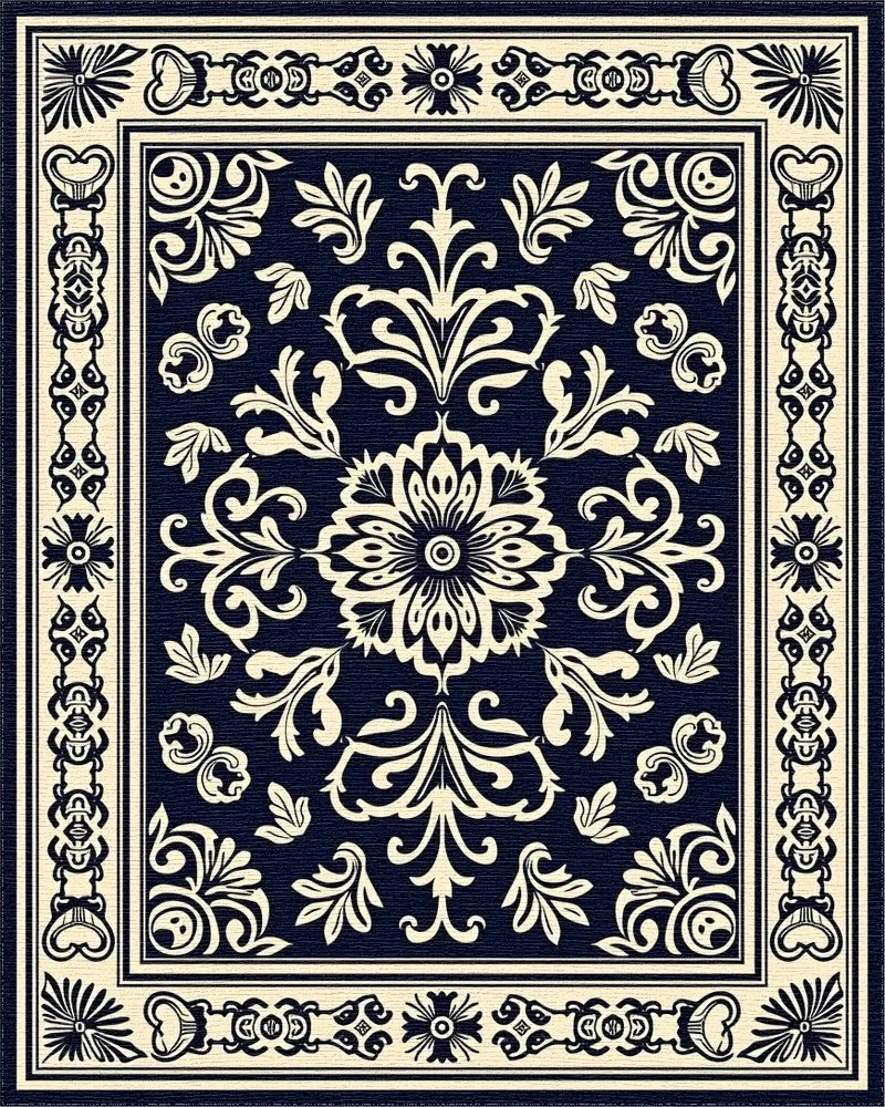 Classic Floral Ornament Patterned Rug - Cutout View