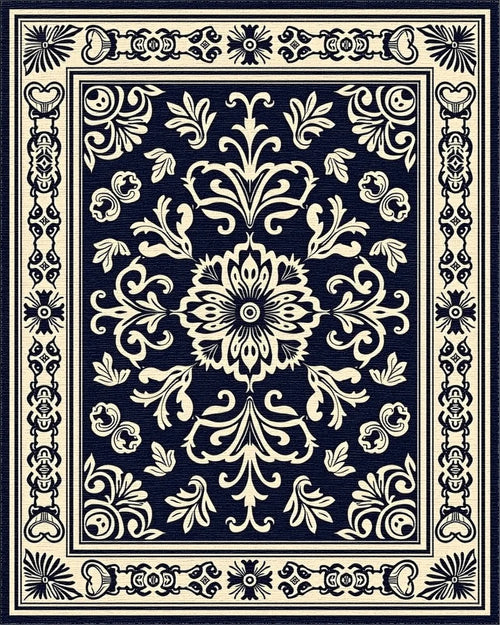 Classic Floral Ornament Patterned Rug - Cutout View