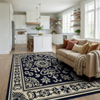 Classic Floral Ornament Patterned Rug Living Room View
