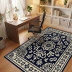 Classic Floral Ornament Patterned Rug Office View
