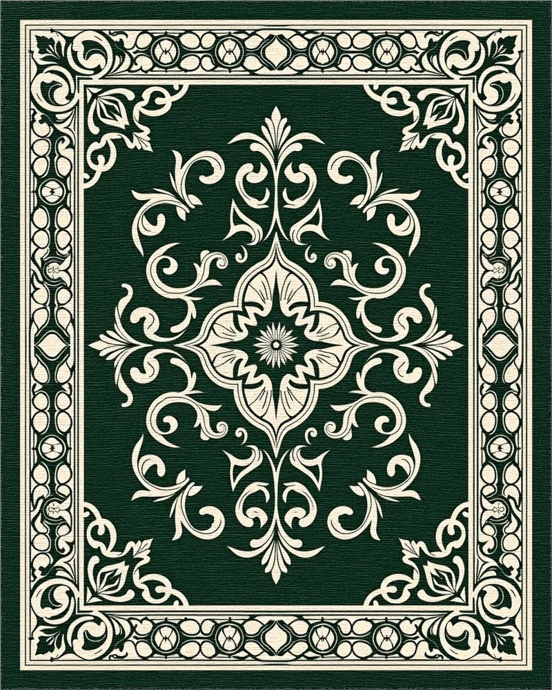 Classic Floral Scrollwork Damask Pattern Rug - Cutout View