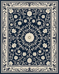 Classic Floral Scrollwork Navy Rug - Cutout View