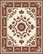 Classic Floral Scrollwork Repeating Pattern Rug - Cutout View