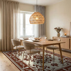 Classic Floral Scrollwork Repeating Pattern Rug Dining Room View