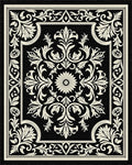 Classic Floral Symmetry On Black Rug - Cutout View