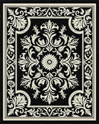 Classic Floral Symmetry On Black Rug - Cutout View