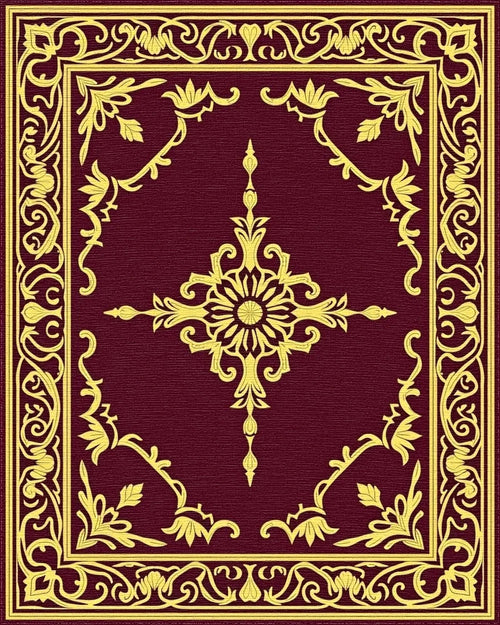 Classic Gold Floral Scroll Pattern Rug - Cutout View