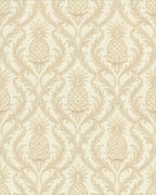 Classic Golden Pineapple Damask Rug - Cutout View
