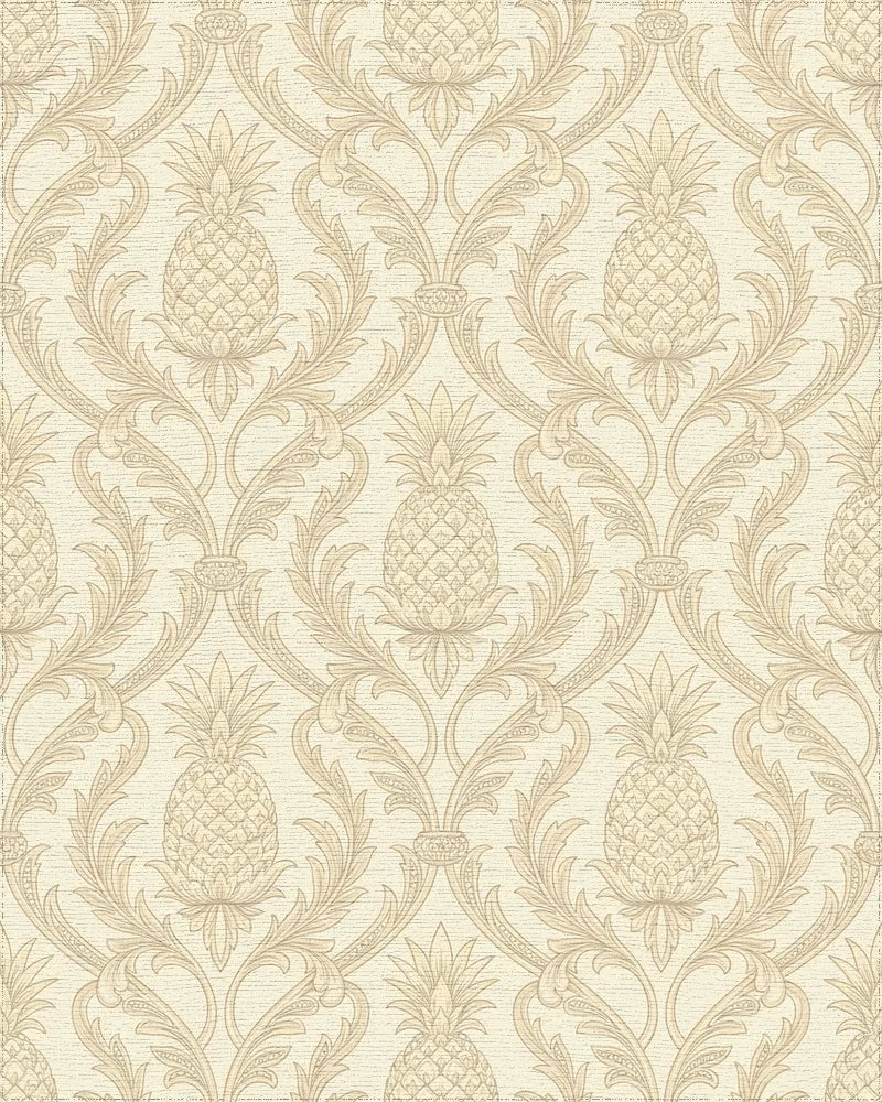 Classic Golden Pineapple Damask Rug - Cutout View