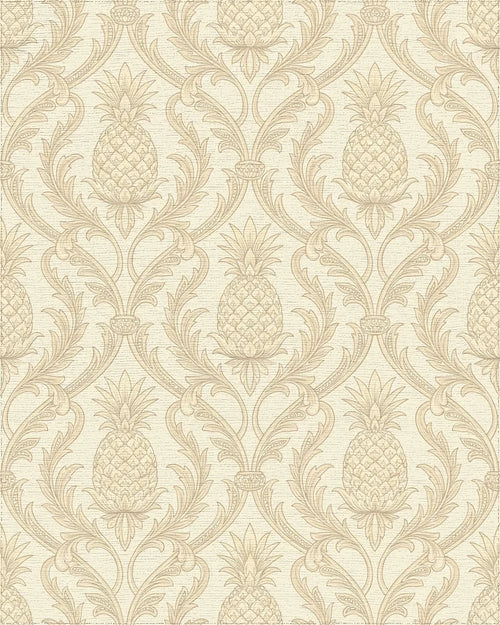 Classic Golden Pineapple Damask Rug - Cutout View