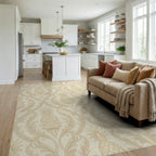 Classic Golden Pineapple Damask Rug Living Room View