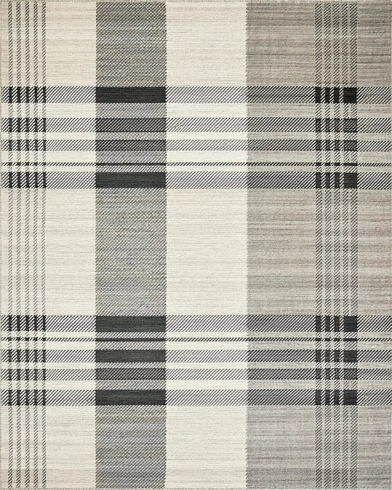 Classic Gray Plaid Checkered Rug - Cutout View