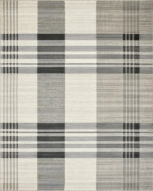 Classic Gray Plaid Checkered Rug - Cutout View