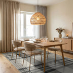 Classic Gray Plaid Checkered Rug - Dining Room View