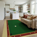 Classic Green Felt Billiard Table Rug - Living Room View